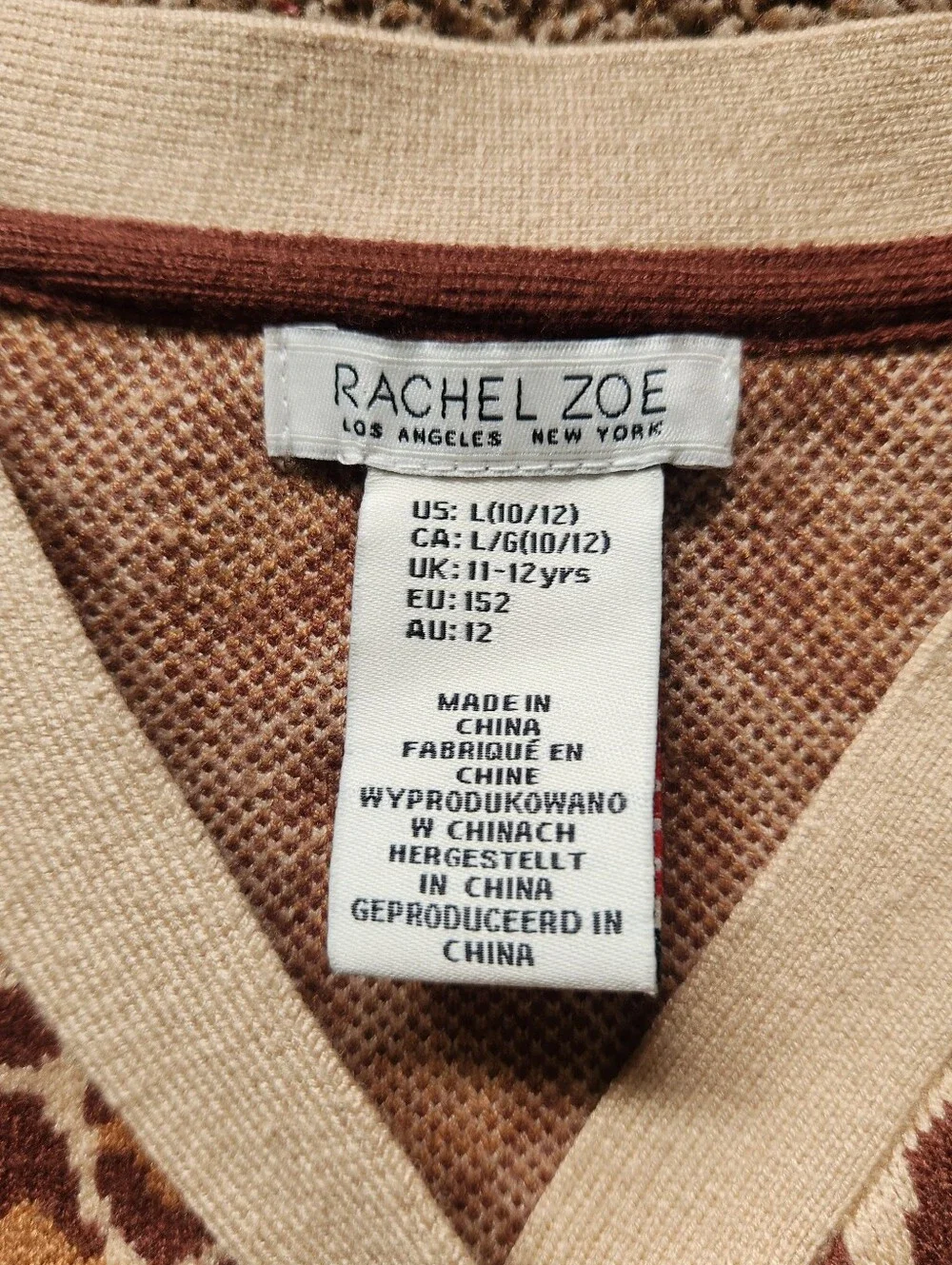 Rachel Zoe Leopard Chic Button Down Girls Cardigan Sweater Size Large